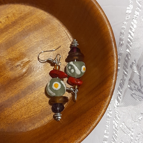 SALE!$0 with purchase New Handmade glass bead drop earrings - Picture 3 of 4